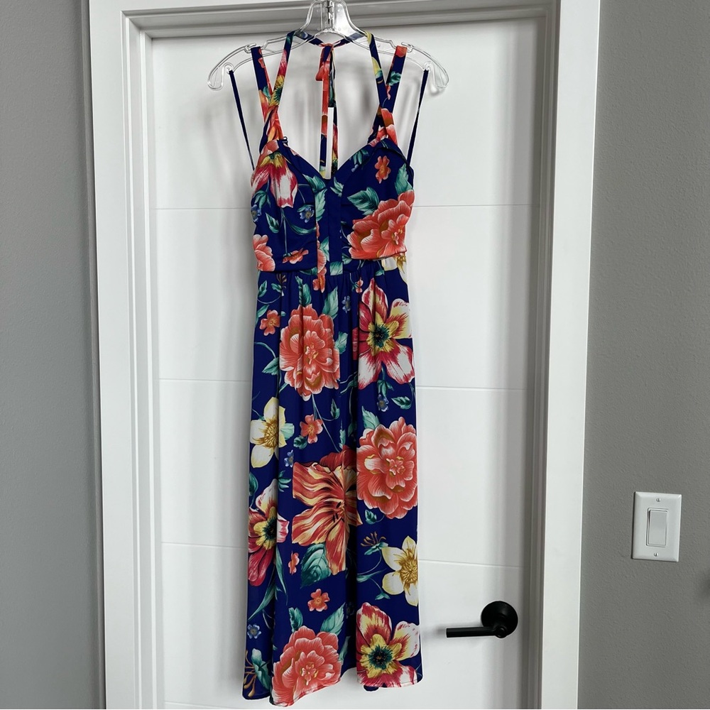 Anthropologie Moulinette Soeurs Floral Midi Dress 0 Blue
